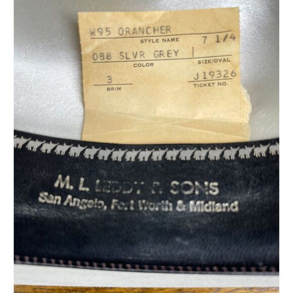 1970s Resistol Beaver 125 Rancher M.L. Leddy & Sons 7 1/4 Cowboy Western VGC - Picture 8 of 10